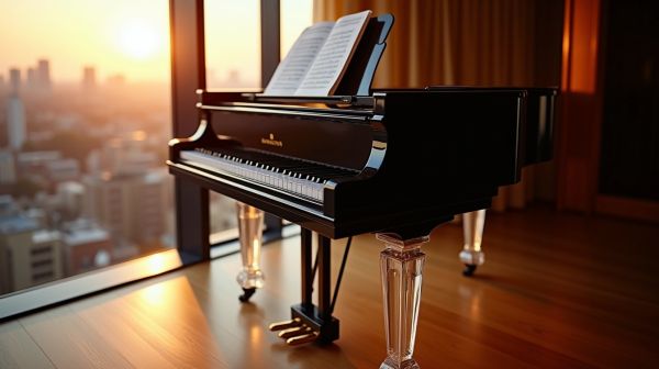 Le piano en plexiglas comme pièce forte d'un intérieur